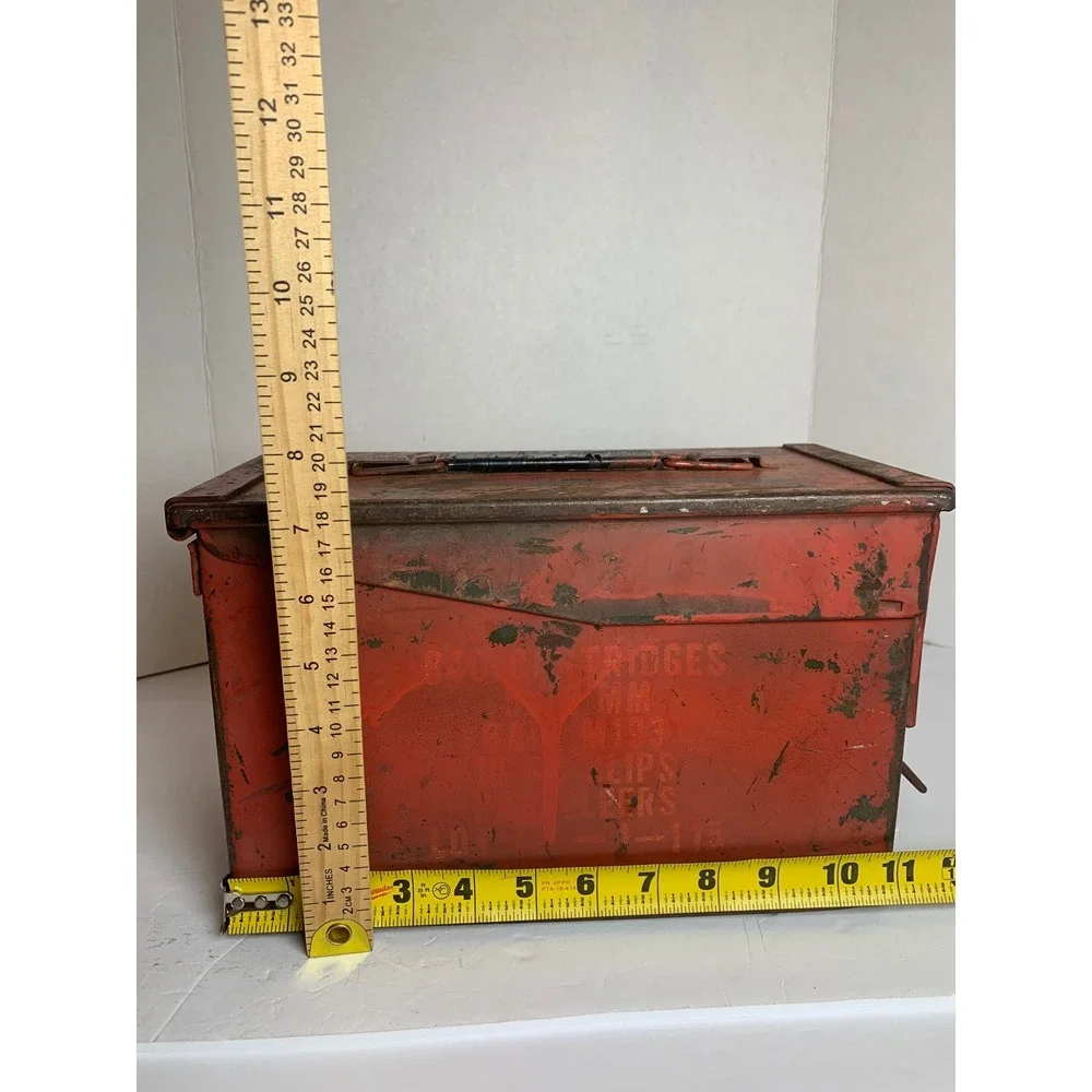 Vintage Red‎ Military Ammo Can Metal Ammunition Box 840 Cartridges M193 Stencil